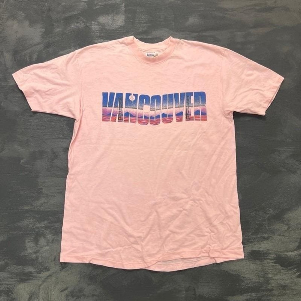 Vintage Vancouver Shirt Mens Large Pink 1980s Canada